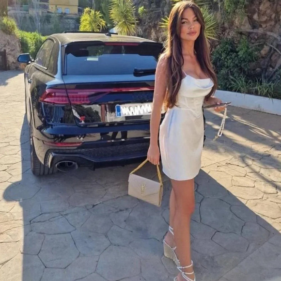 Zara Satin Effect  Corset Mini Dress White Size Medium Blogger Fav - Picture 3 of 8